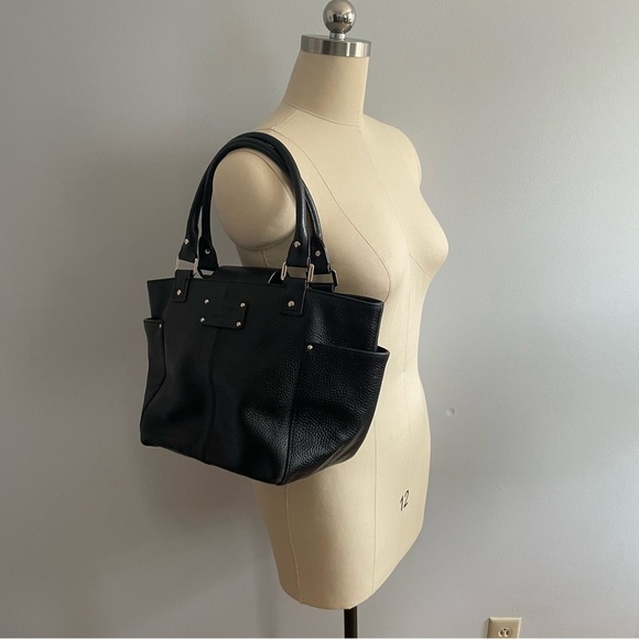 Kate Spade New York Black Pebbled Leather Tote Purse - Picture 11 of 13